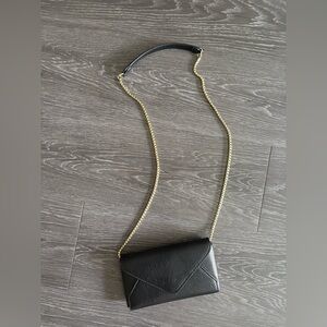 Zara Black Mini Shoulder Bag with Gold Chain- Envelope Style
